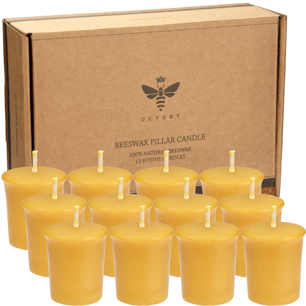 DEYBBY pack front view showing 12 votives and neat packaging benefit: clear selection