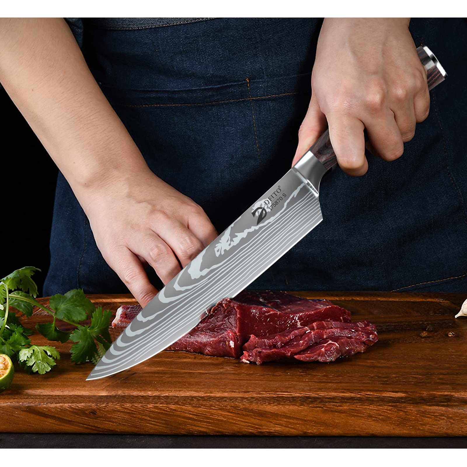 Dfito chef using knife to chop vegetables for fast precise prep benefit