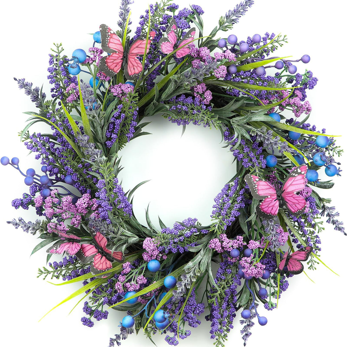DFRREN lavender wreath on front door adds welcoming curb appeal
