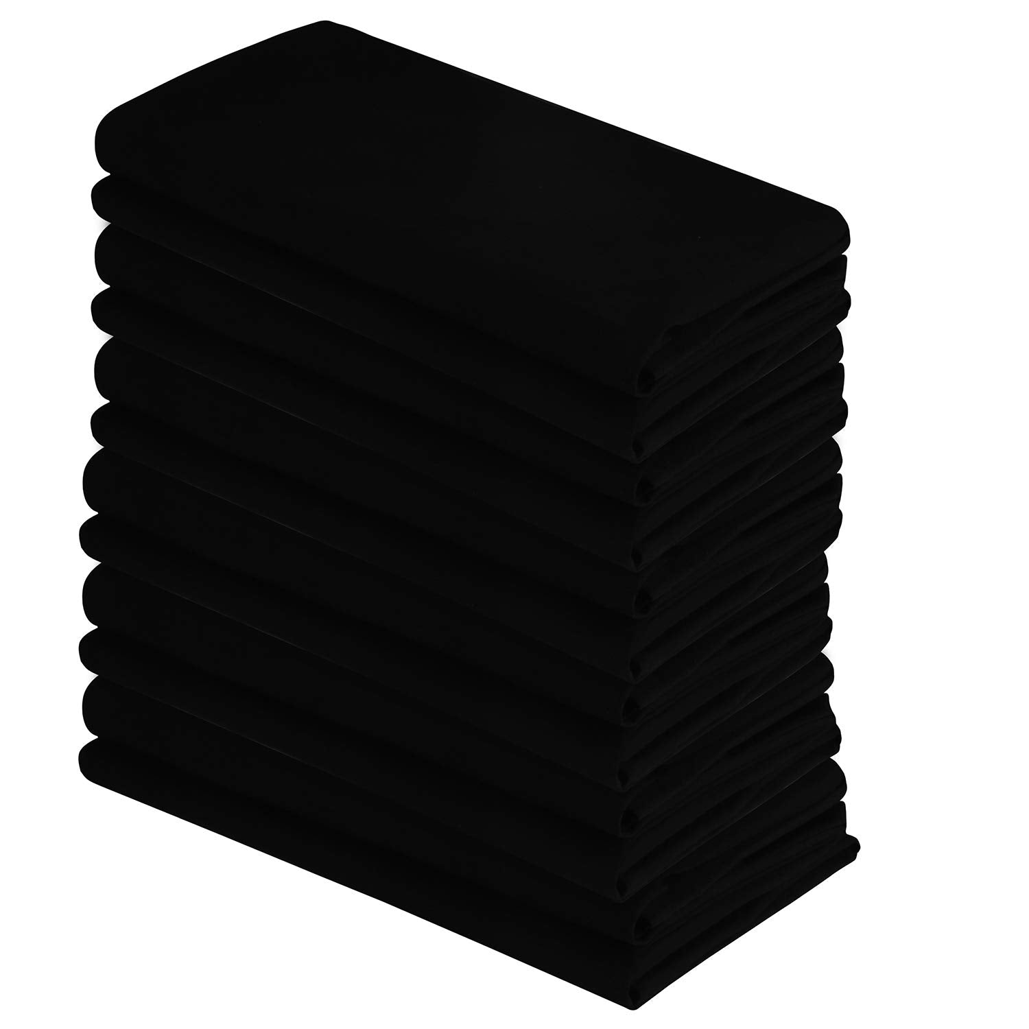 DG Collections front view of folded black towels showing pack and hemmed edges for durability