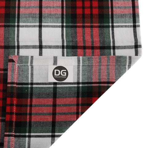 DG Collections napkins styled with matching kitchen textiles for cohesive holiday decor