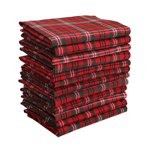 DG Collections folded front view showing red green plaid and neat finish