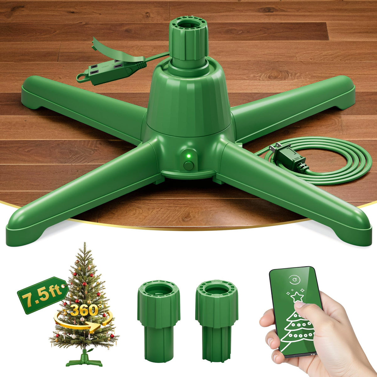 DG-Direct rotating stand front view showing sleek base and stable legs, enhances holiday display