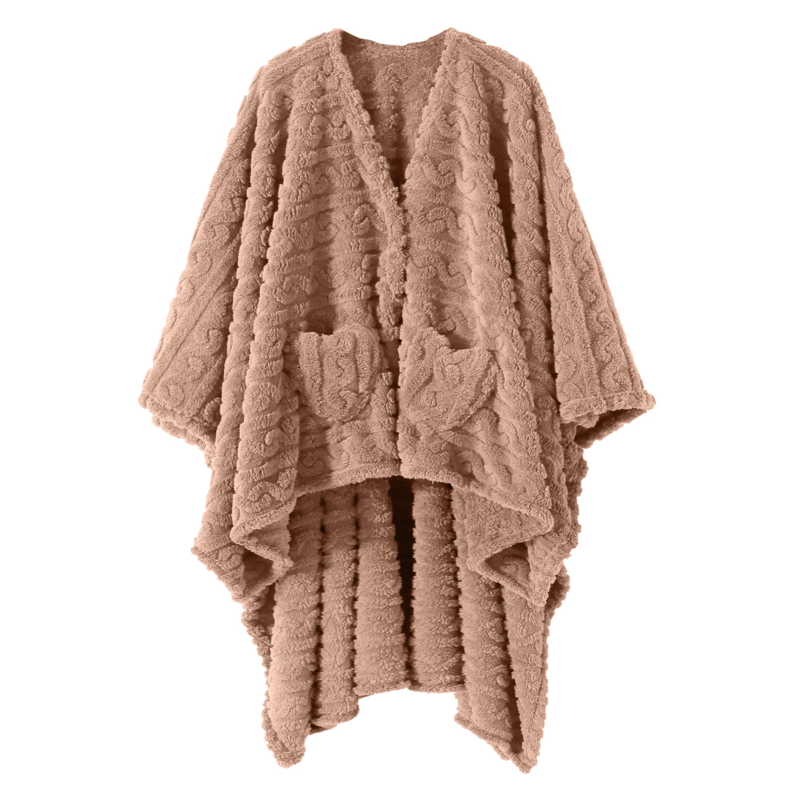 Dgsfmi front view poncho blush showing full coverage and cozy fit