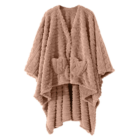 Dgsfmi front view poncho blush showing full coverage and cozy fit