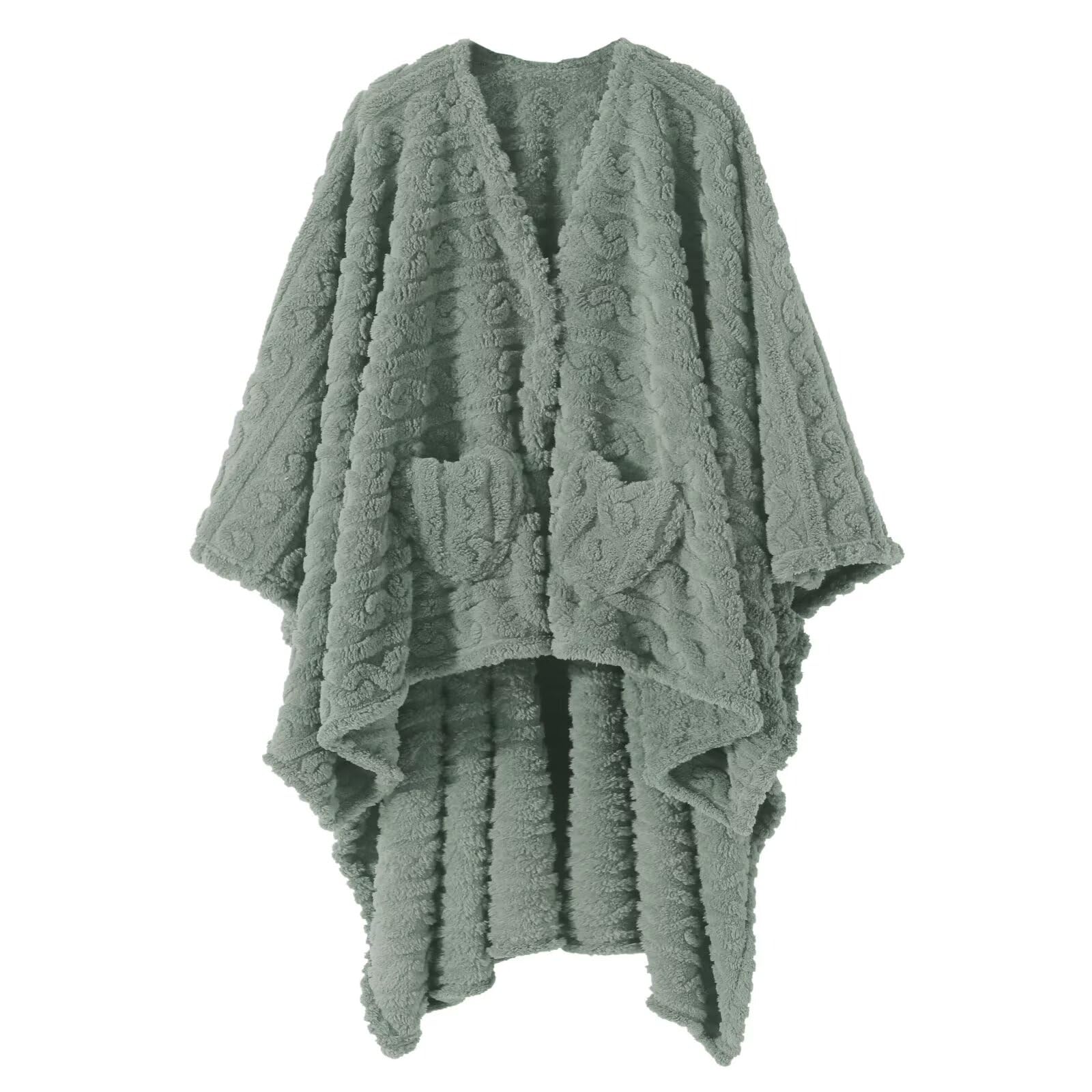 Dgsfmi front view wearable blanket poncho shows full coverage and cozy fit