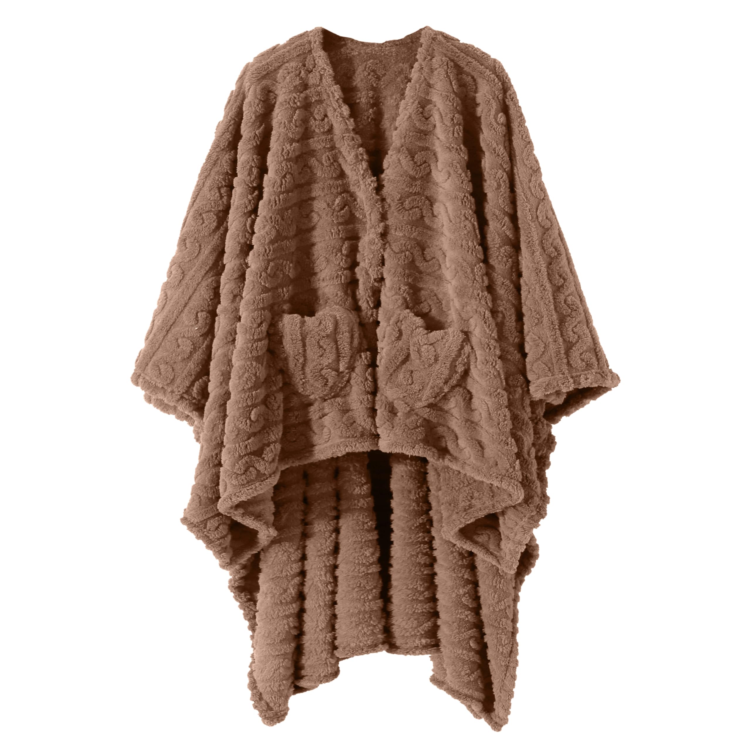 Dgsfmi front view of wearable blanket showing button closure and fit, keeps you warm