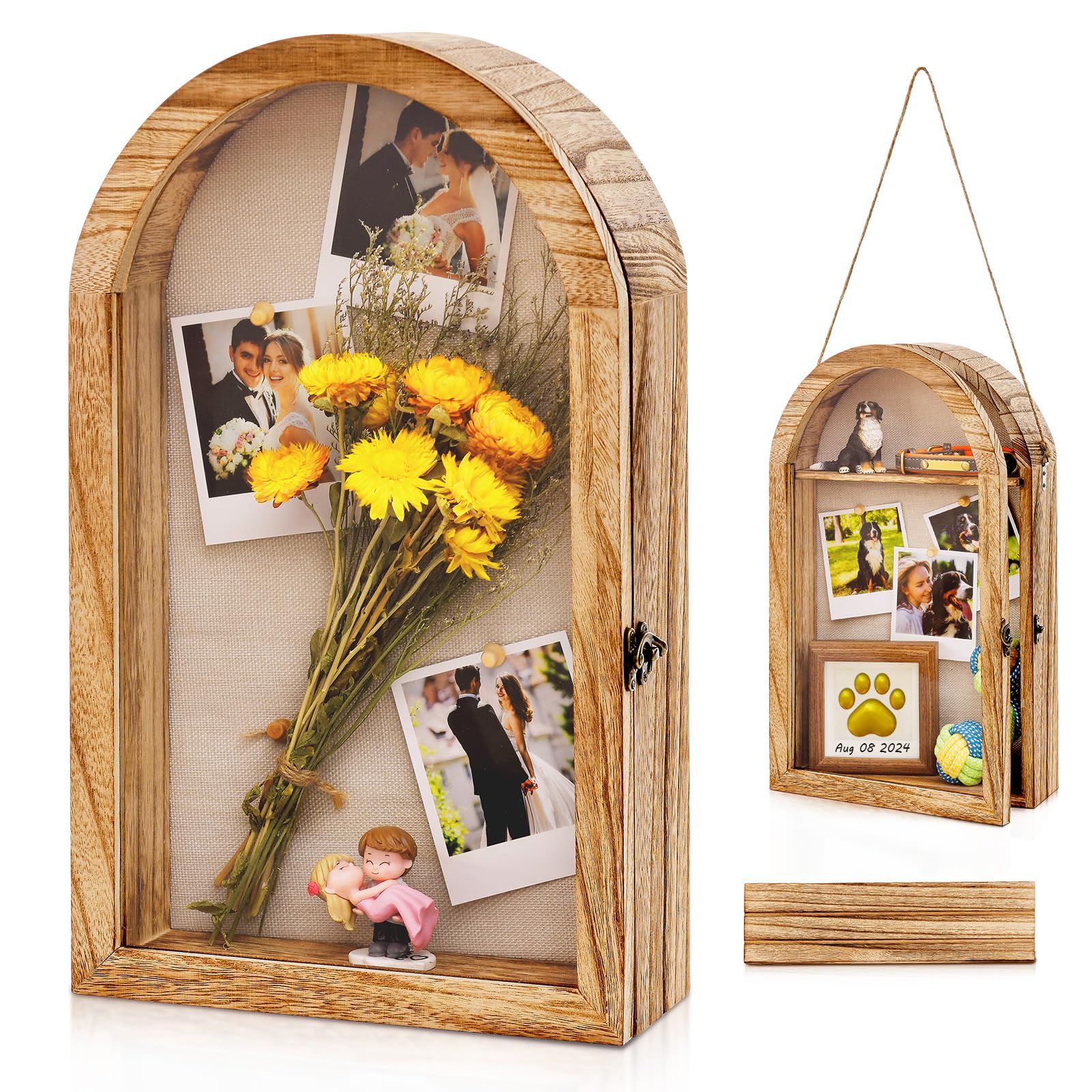 DGWJSU shadow box front view showing carbonized brown finish and acrylic front for elegant protection