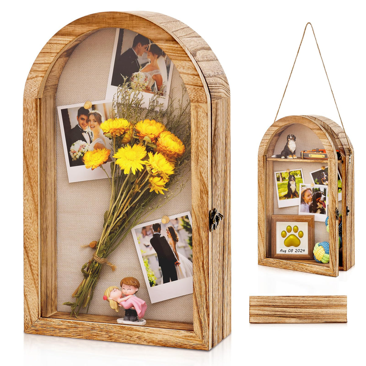 DGWJSU shadow box front view showing carbonized brown finish and acrylic front for elegant protection