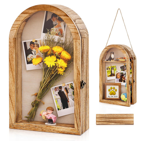 DGWJSU shadow box front view showing carbonized brown finish and acrylic front for elegant protection