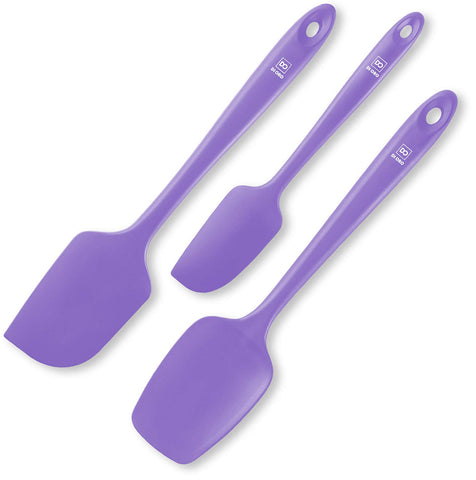 DI ORO front view of lavender 3-piece spatula set showing packaging and color benefit