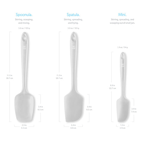 di oro mixing batter action illustrating sturdy spatula handling thick batters