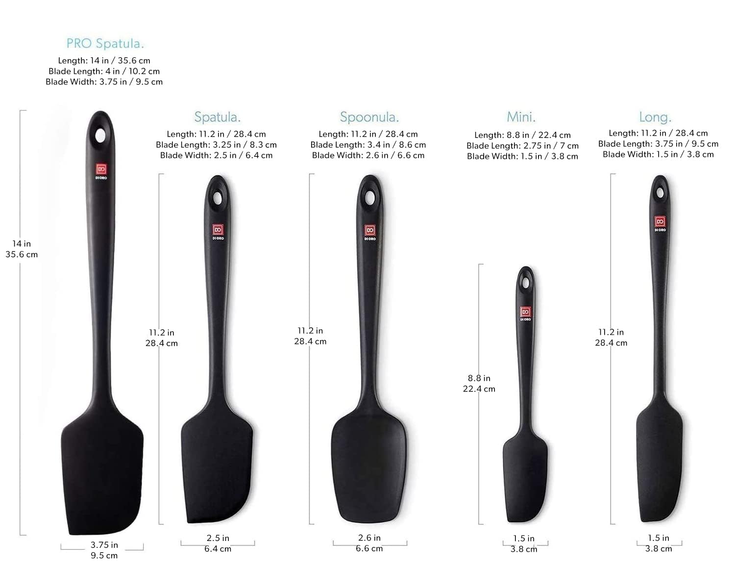 di oro spatula on nonstick pan protecting finish while stirring heat-safe foods