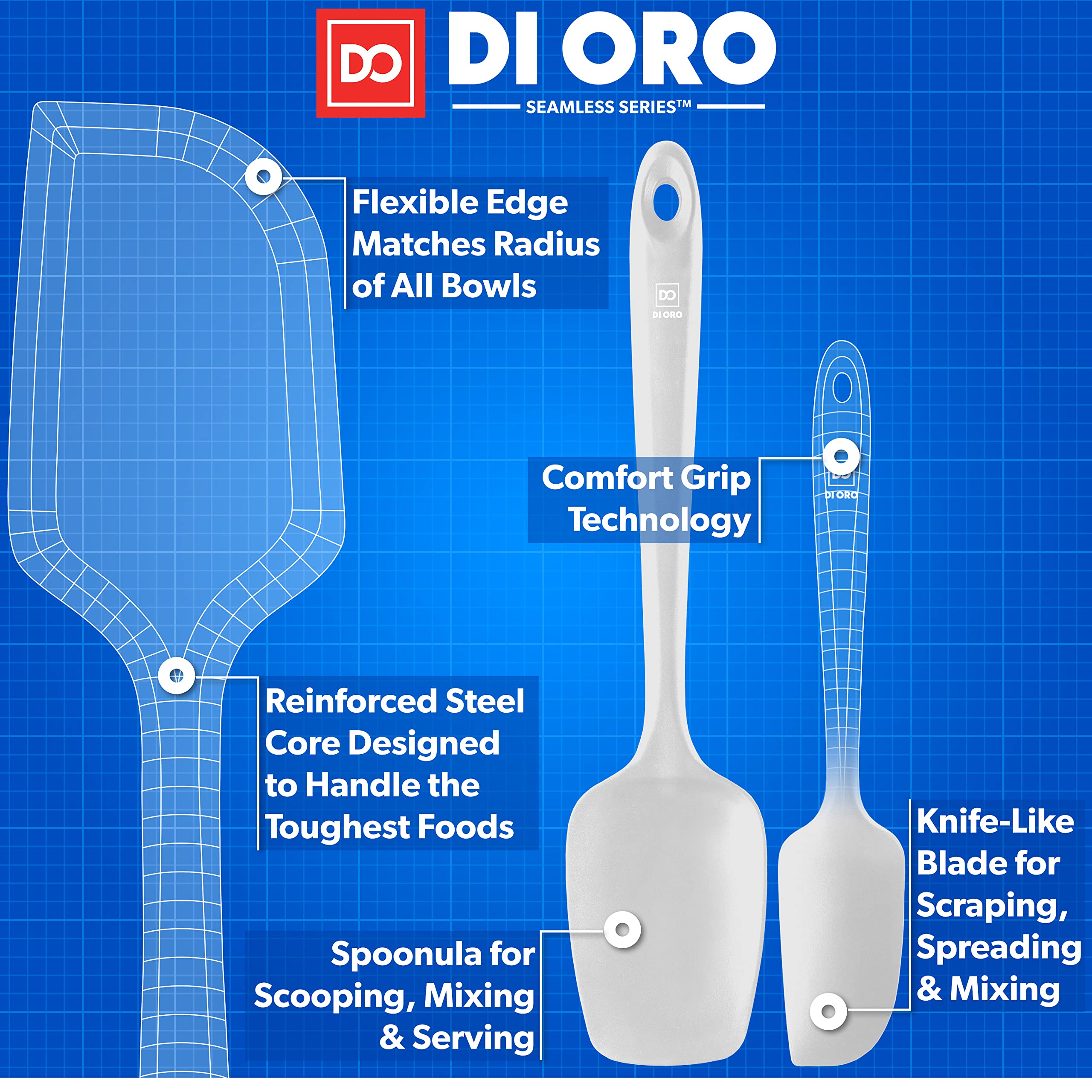 di oro scraping bowl in use demonstrating efficient scraping and less waste