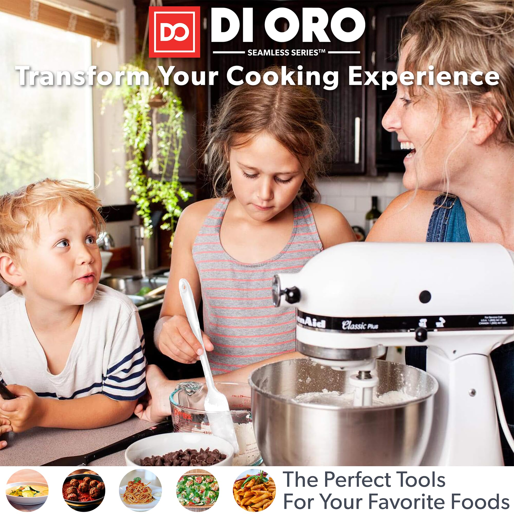 di oro slotted spoon draining vegetables demonstrating efficient straining