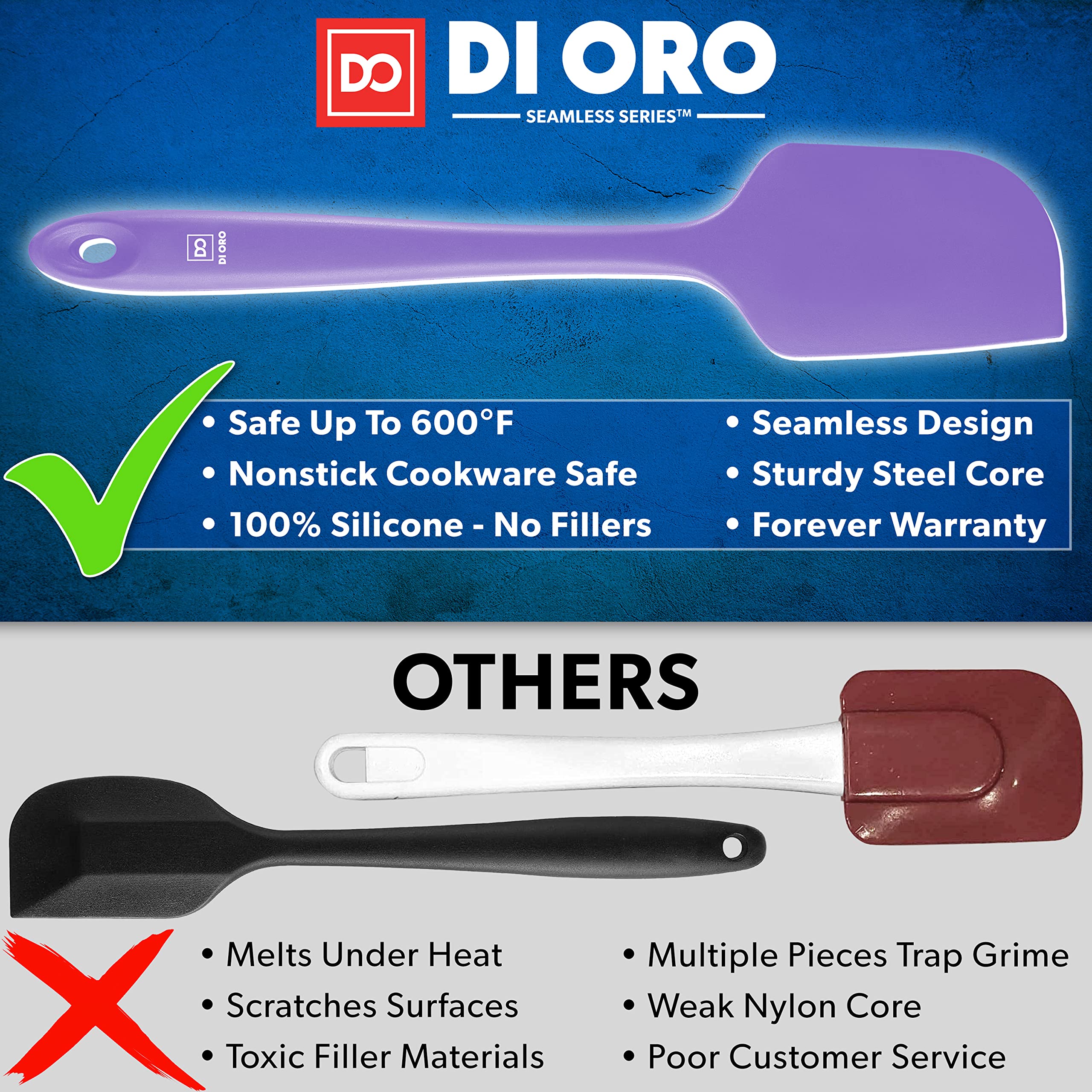 DI ORO close-up of silicone head texture highlighting flexible scraping benefit