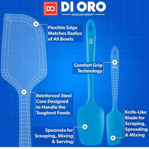 DI ORO spatula head flexible edge scraping cleanly for efficient bowl scraping