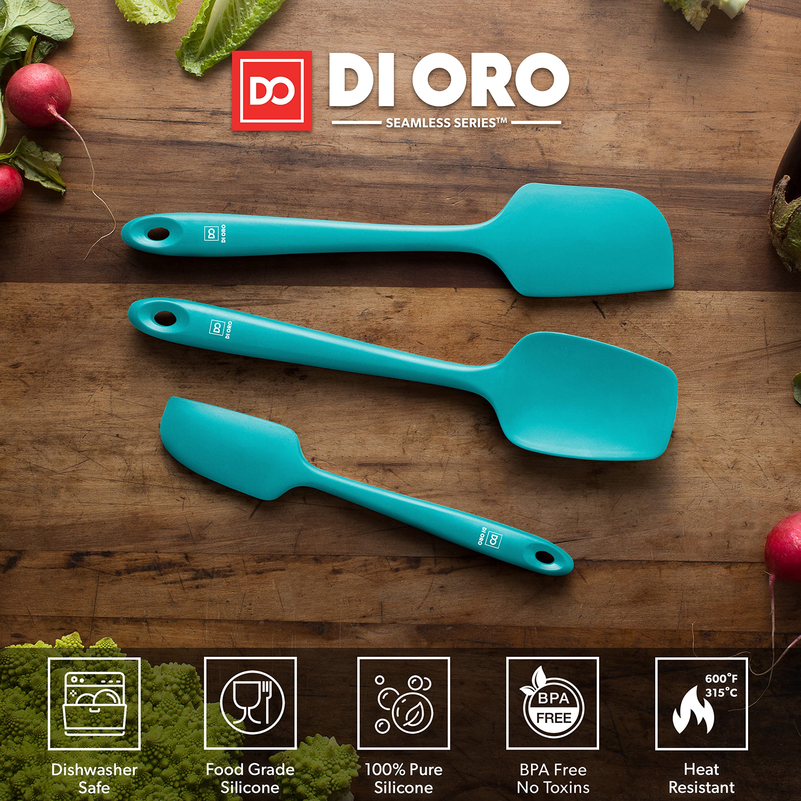 di oro Living spatula stirring hot saucepan demonstrating high heat resistance