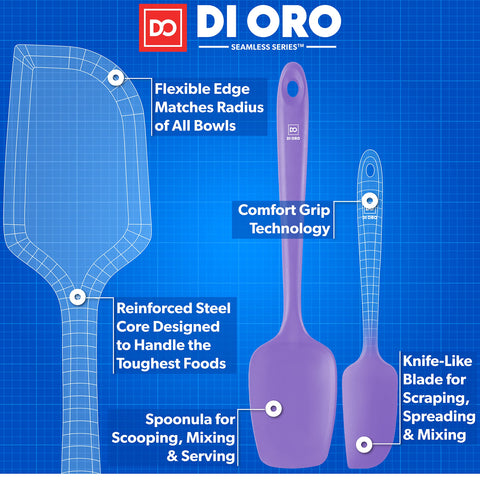 DI ORO spatula stirring in nonstick skillet showing no-scratch cookware protection