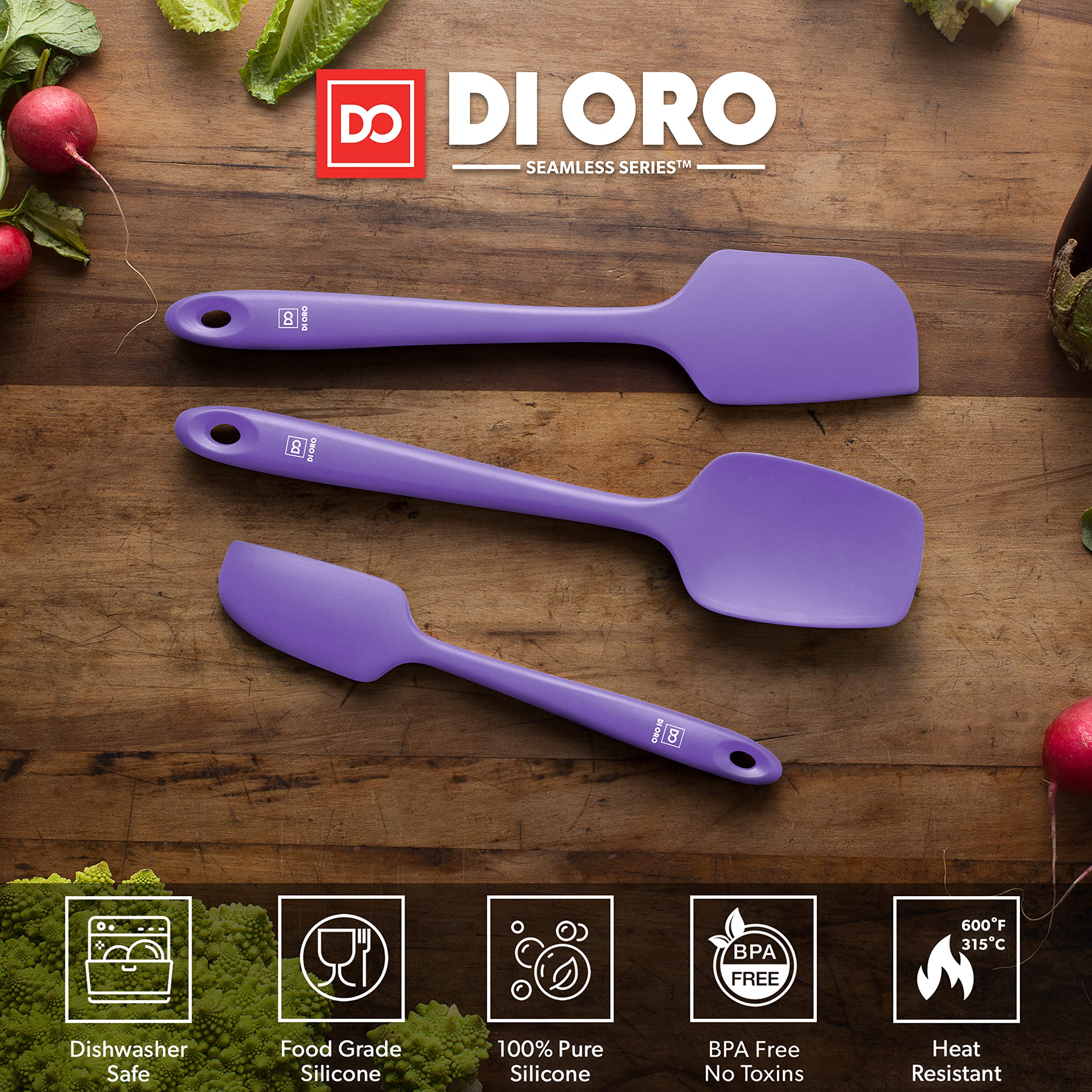 DI ORO spatulas scraping batter from bowl showing efficient food removal benefit