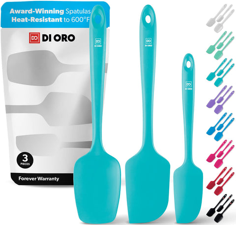 di oro Living teal spatula set front view showing compact package and color