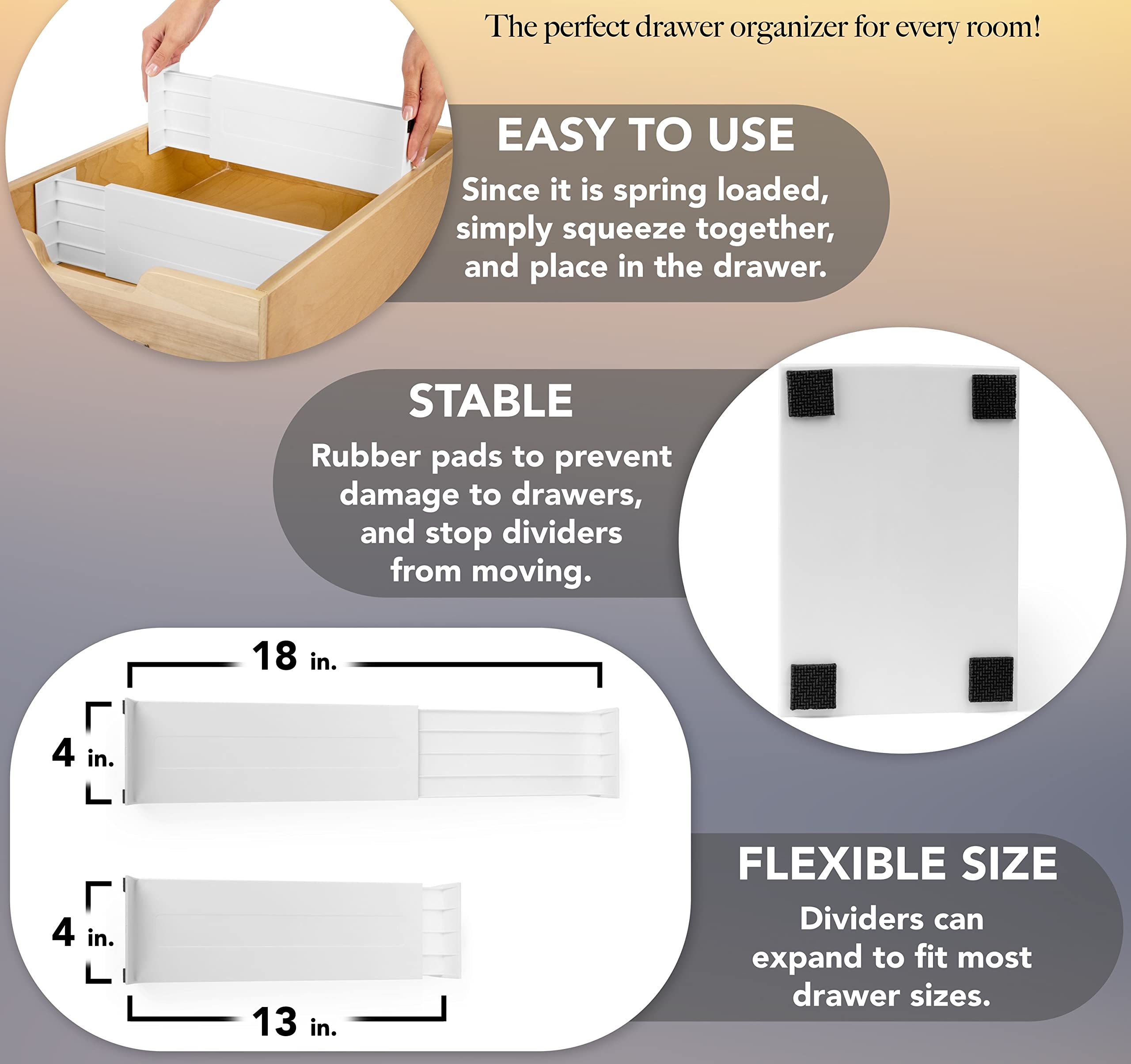 Dial Industries dividers installed in a dresser drawer organizing clothing