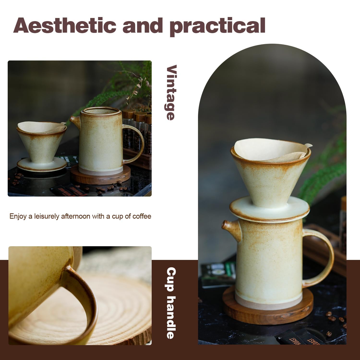 DIF DECO close-up of ceramic dripper glaze texture, shows durable heat-retentive finish and odor resistance