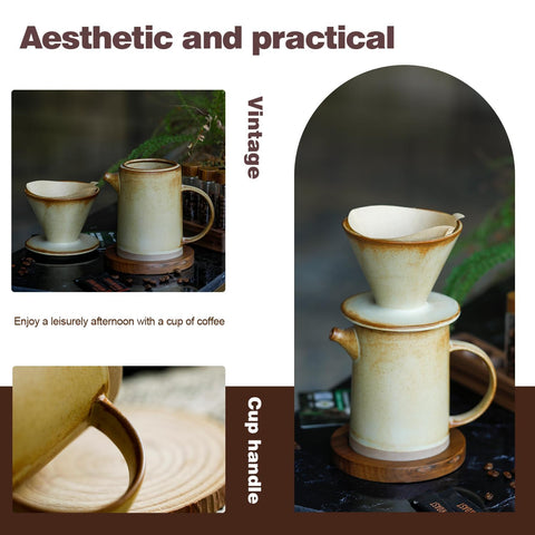 DIF DECO close-up of ceramic dripper glaze texture, shows durable heat-retentive finish and odor resistance