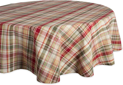 DII plaid tablecloth flat lay showing full pattern and seasonal appeal