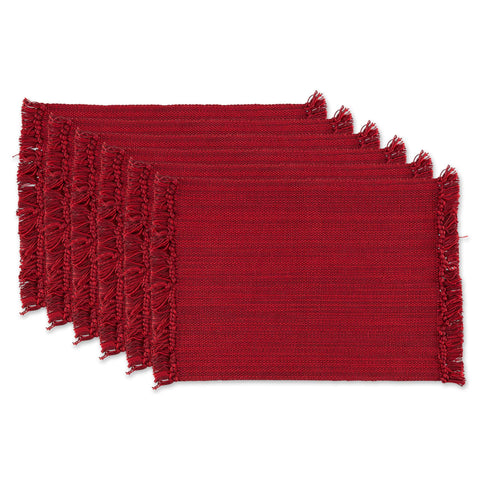 DII redwood placemat front view showing woven texture and fringe benefit: elegant tabletop finishing