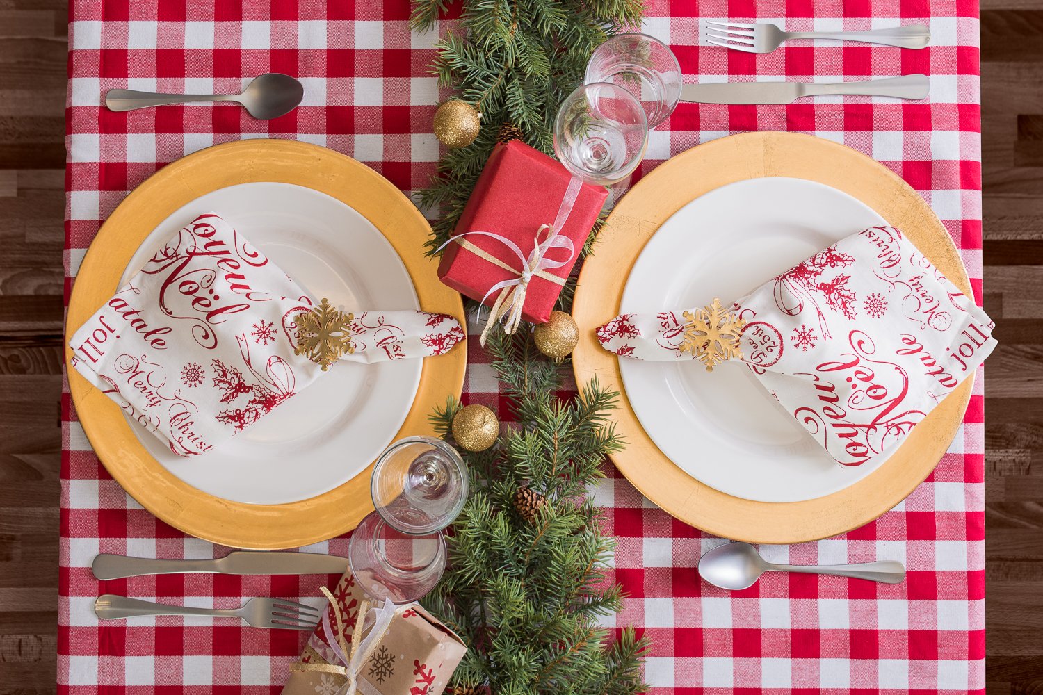 DII tablecloth styled outdoors on picnic table for festive gatherings