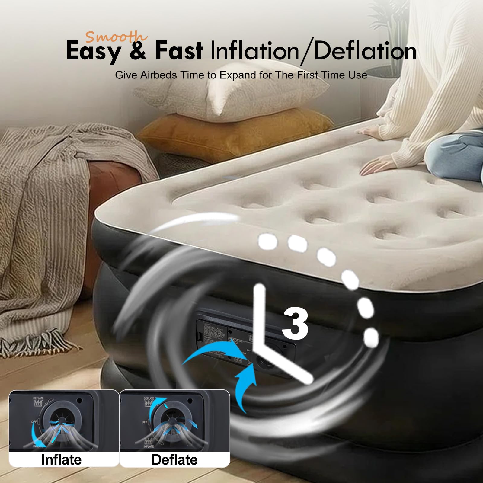 DIMAR GARDEN built-in 110V pump detail for quick three-minute inflation convenience