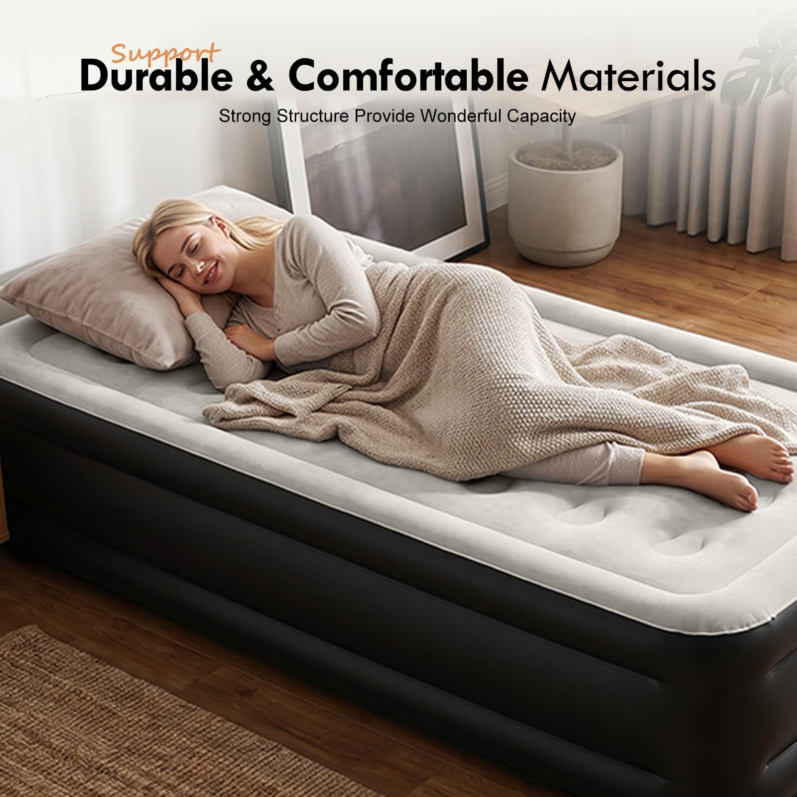 DIMAR GARDEN side profile highlighting 18.5-inch height and supportive air coil beams