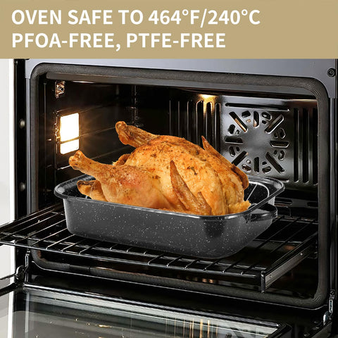 DIMESHY roasting pan with lid on illustrating moisture retention
