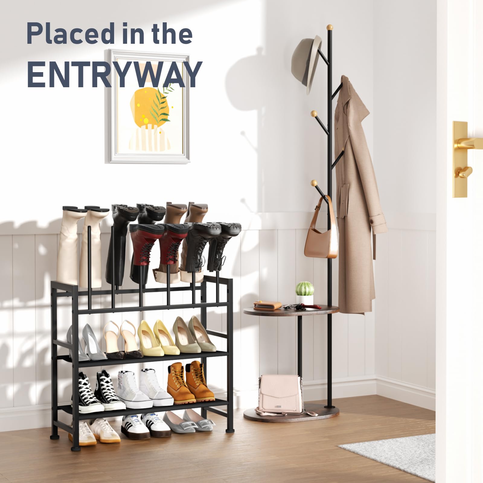DIMJ boot rack in an entryway keeping footwear tidy and ready benefit
