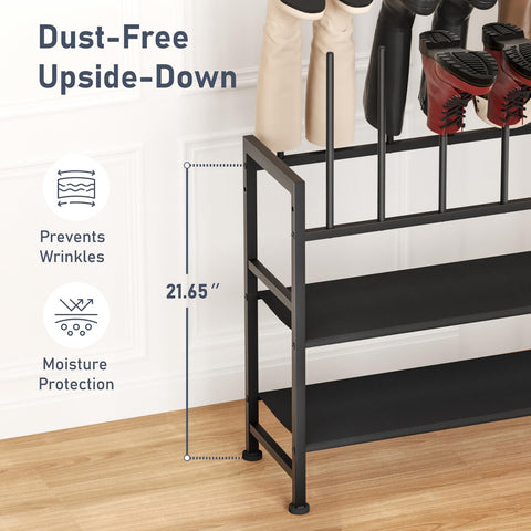 DIMJ middle shelves holding sneakers and heels for quick access and airflow benefit