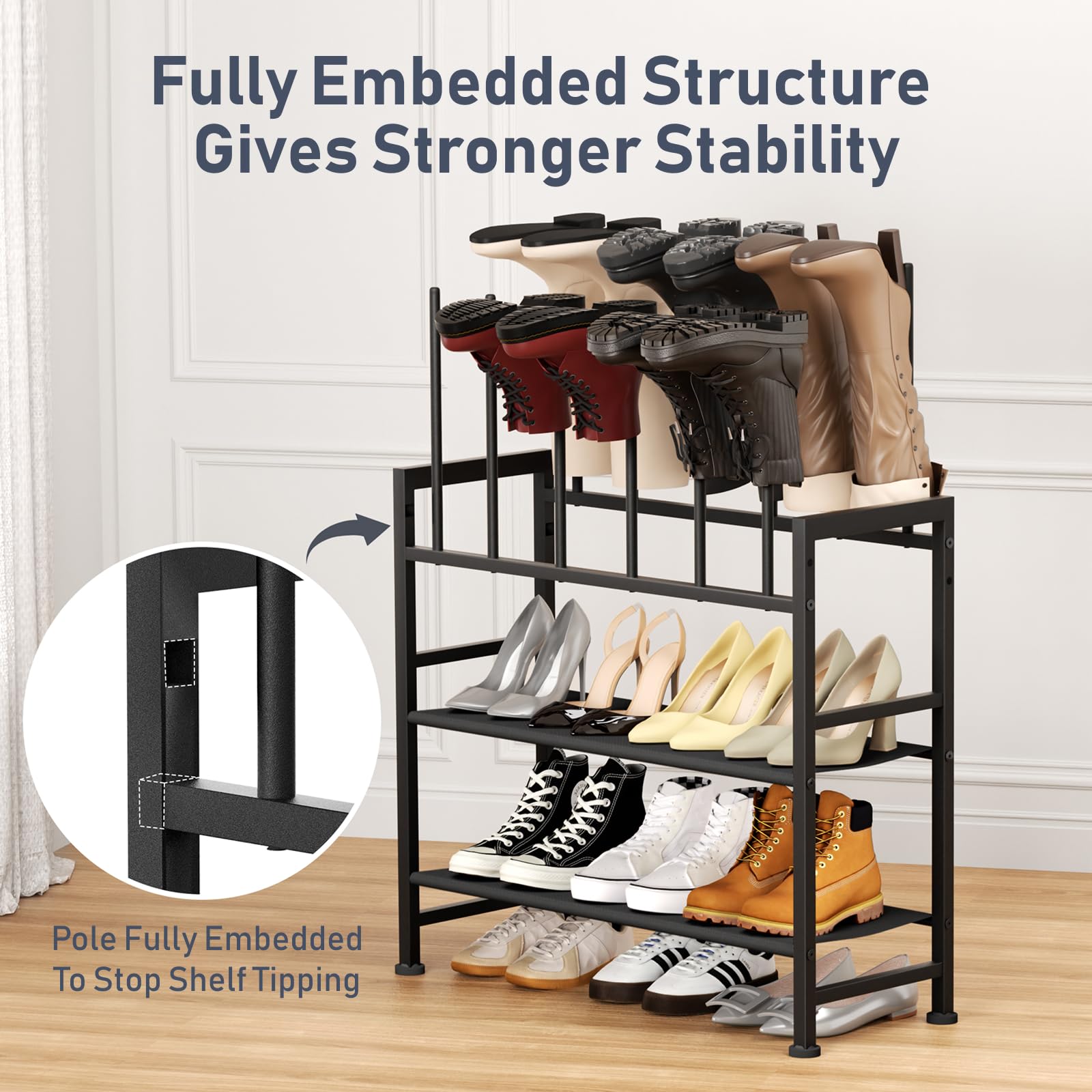 DIMJ top tier holding knee-high boots upright to maintain shape and block dust benefit
