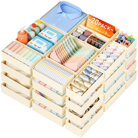 DIMJ front packaging showing complete 20-piece organizer set and clear contents benefit