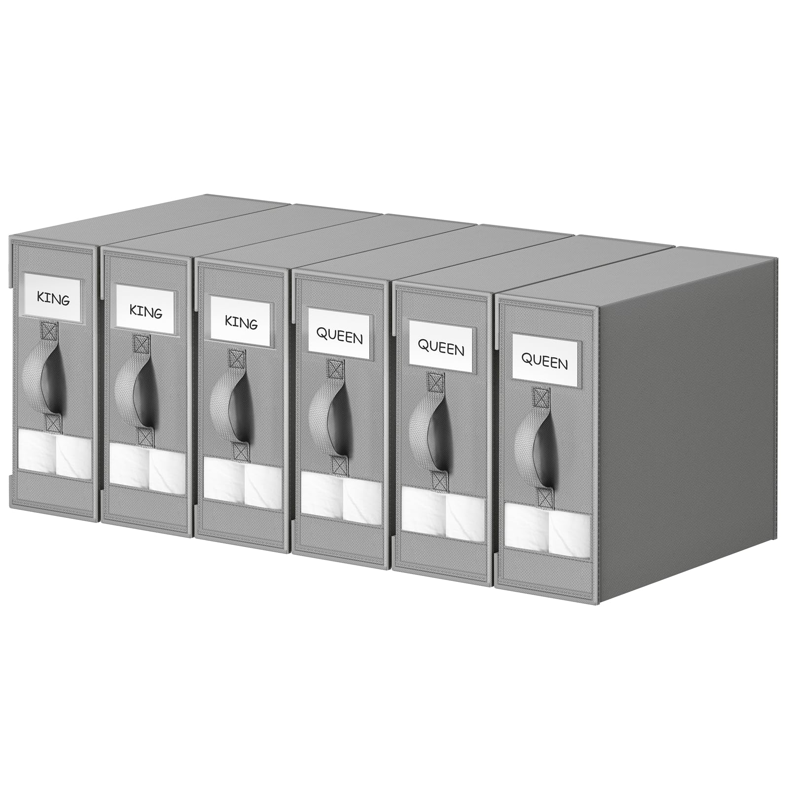 DIMJ front view of 6-pack grey organizers showing neat storage benefit