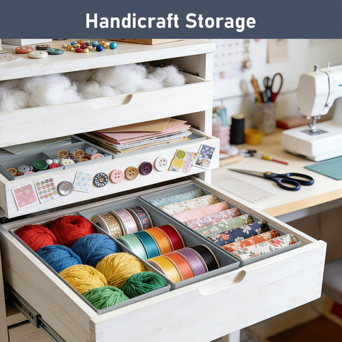 DIMJ organizers arranged inside a dresser showing customized drawer layout benefit