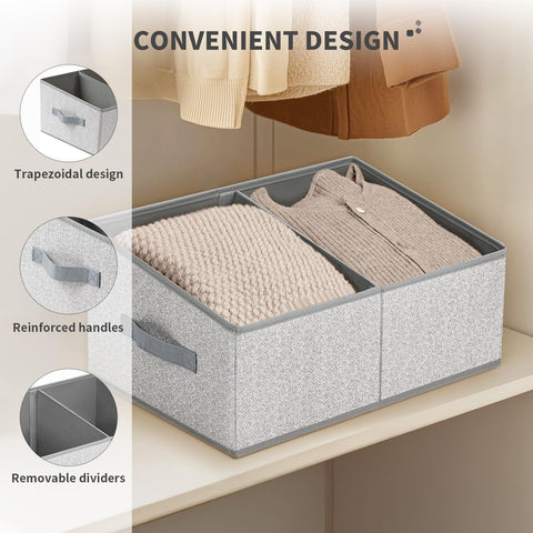 DIMJ bins arranged on closet shelf demonstrating space-saving and quick access
