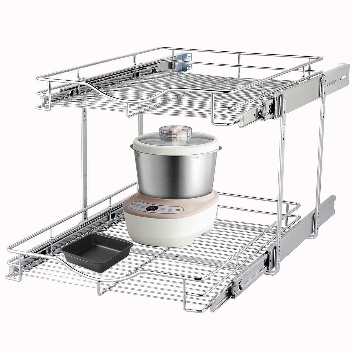 DINDON front view of installed two tier pull out organizer showing easy access