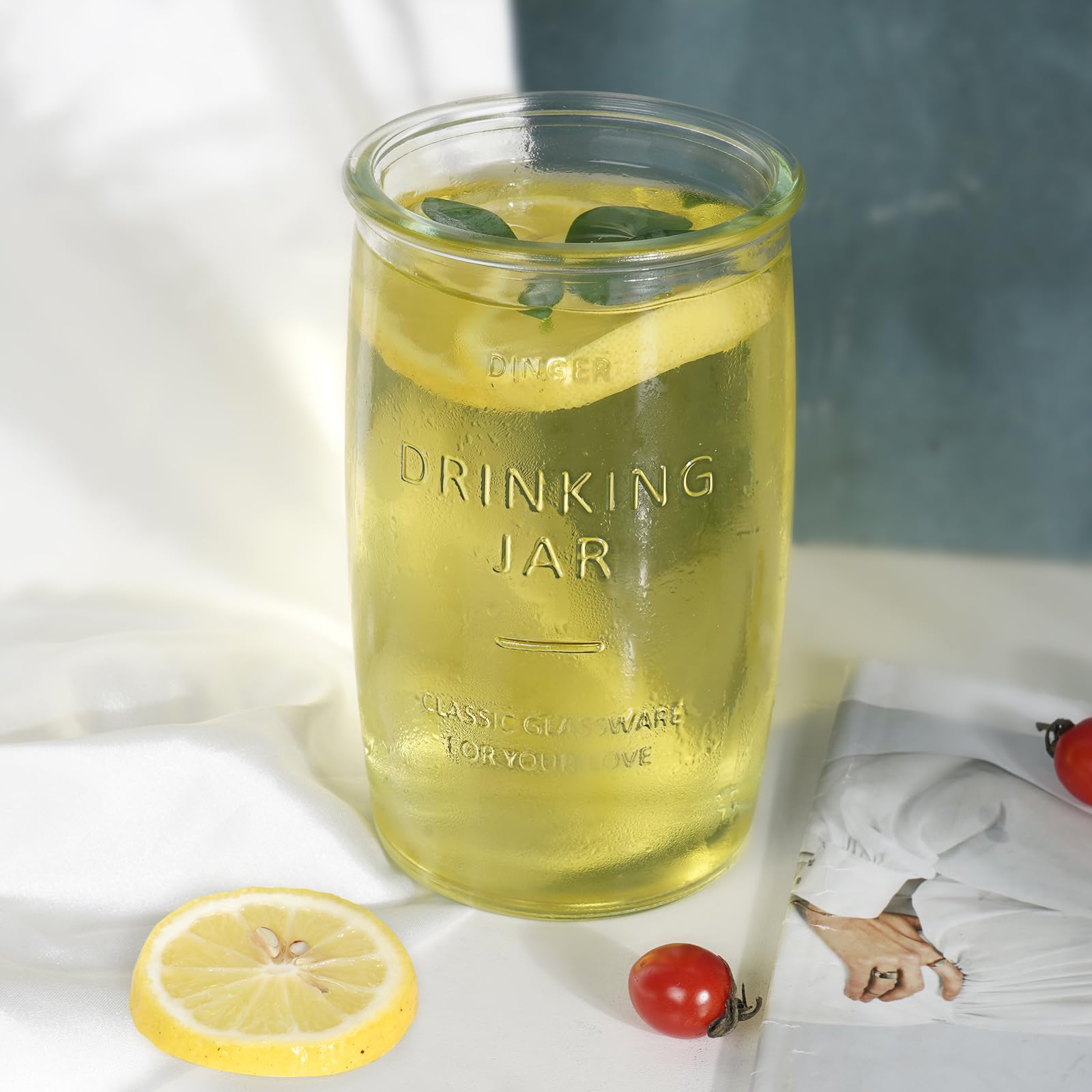 Dingerjar on outdoor table in lifestyle scene showing versatile style benefit