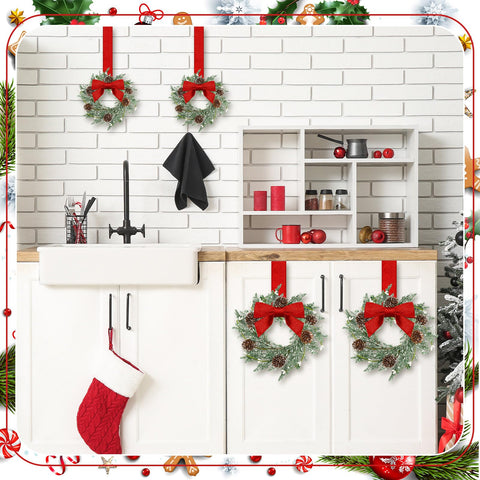Dingion pine cone and red bow detail, decorative festive accent