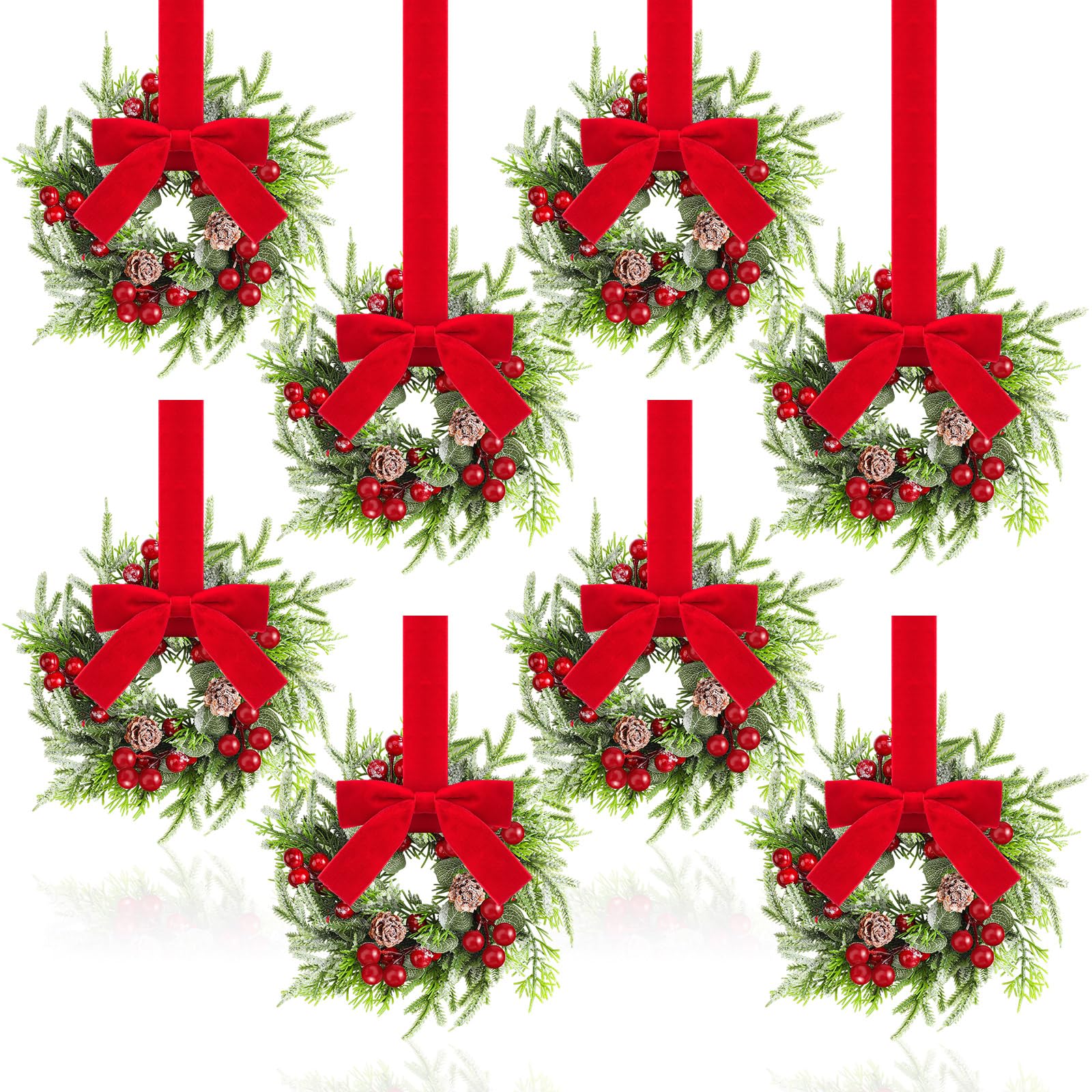 Dingion front packaging showing eight mini wreaths and festive presentation benefits display