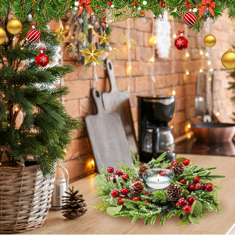 Dingion wreath next to ruler showing 24 cm size for accurate fit and placement ease