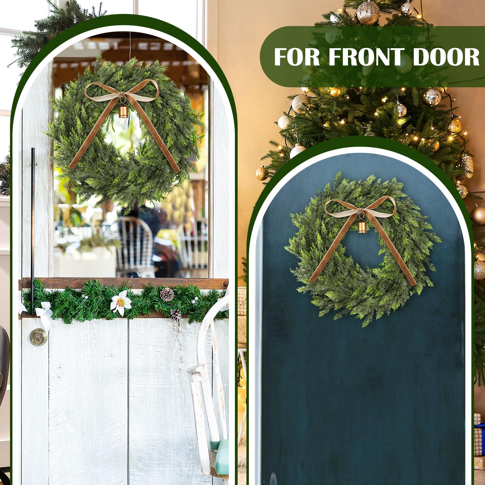 Dingion wreath with string lights demonstrating customizable holiday sparkle