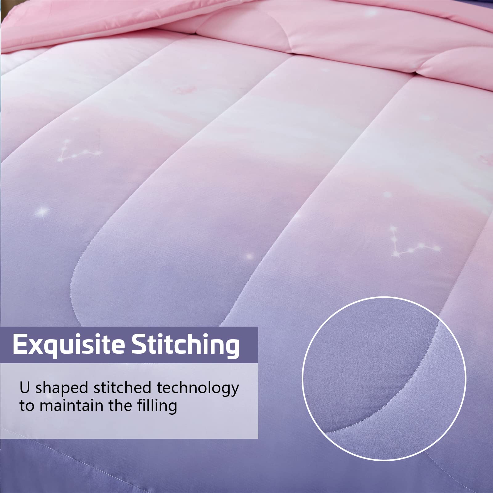 Dinjoy comforter set styled in a youth bedroom for colorful room refresh