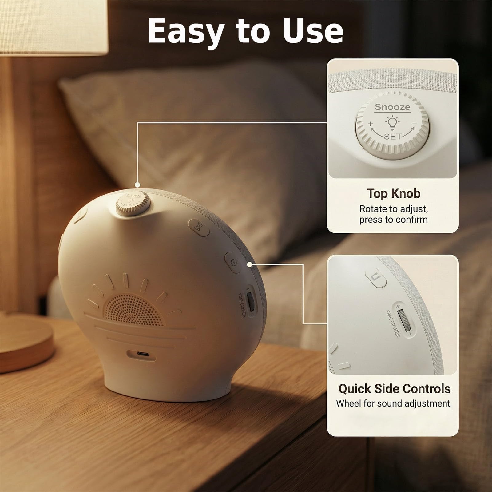 Diol Tode on a bedside table in a lifestyle bedroom setting