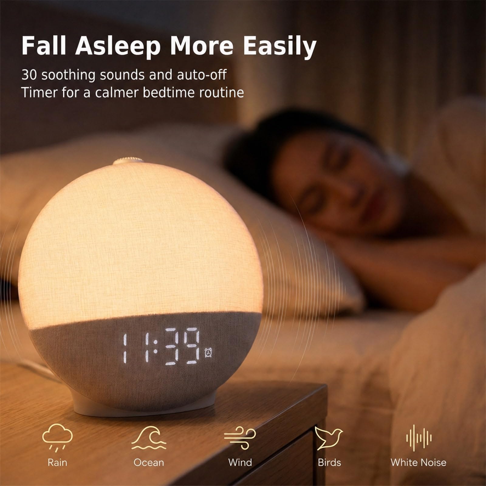 Diol Tode sound settings screen highlighting 30 soothing sounds